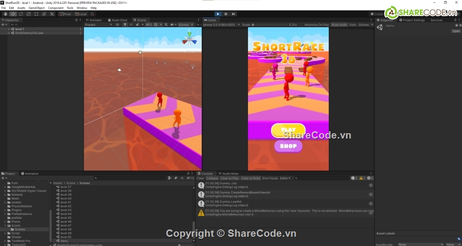 Source code Unity 3D,shortcut run,Short Run 3D,code Short Run 3D